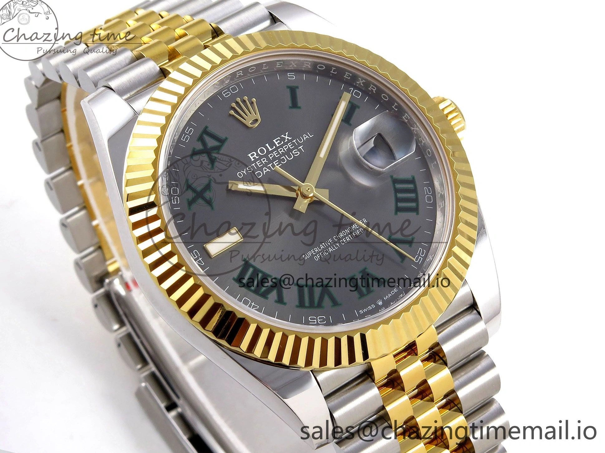 0513 DateJust 41 SS YG ARF 1:1 Best Edition 904L Steel Gray Green Roman Dial on Jubilee Bracelet SH Casual 1245